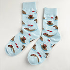 Cotton Blend Capybara Pattern Mid Calf Socks