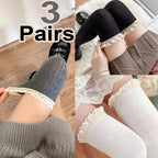 Polyester Elastane Lace Trim Over Knee Lolita Socks