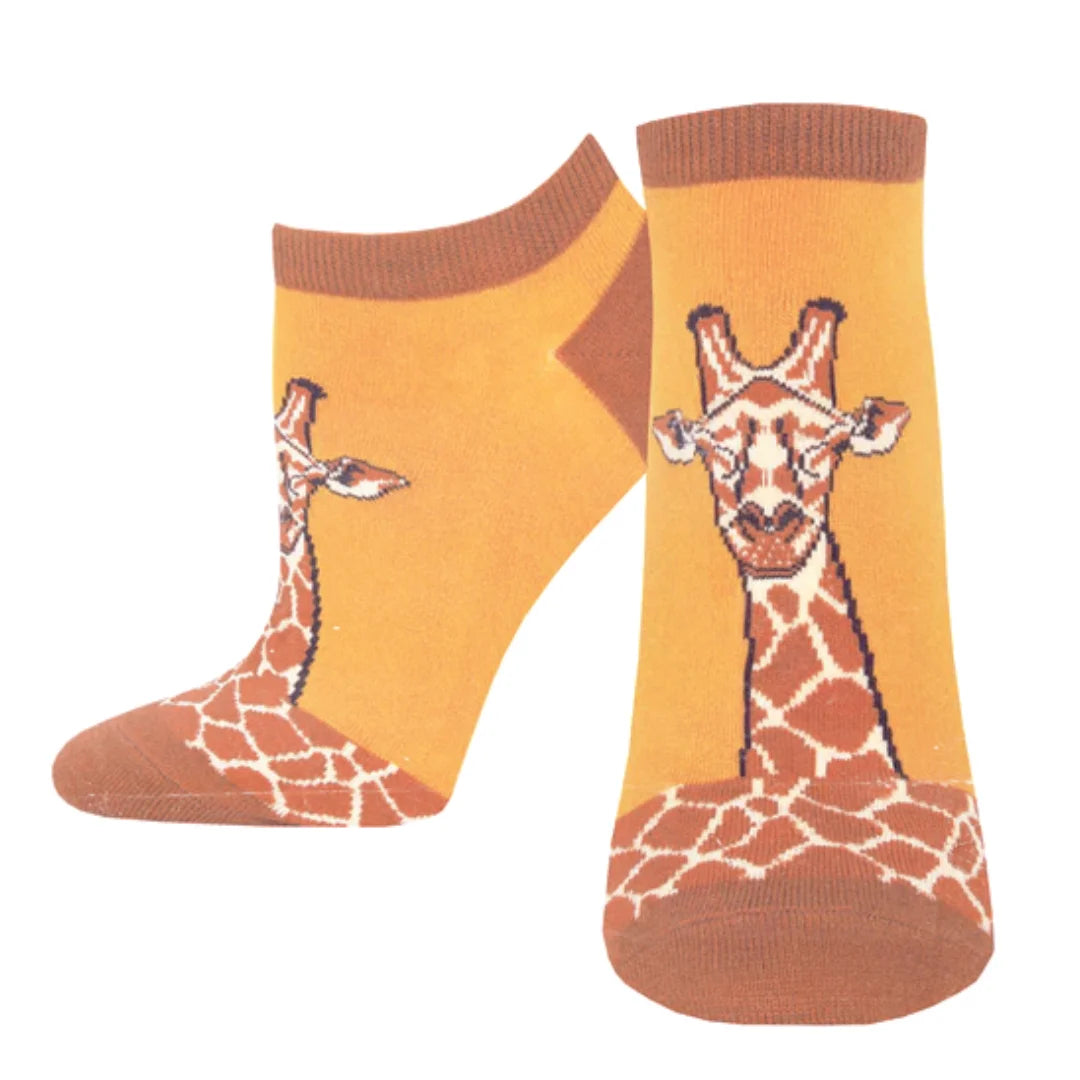 Cotton Blend Giraffe Print Ankle Socks