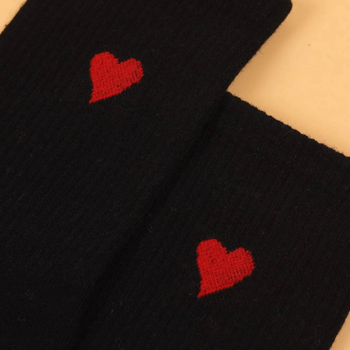 Polyester Elastane Heart Pattern Crew Socks - 3