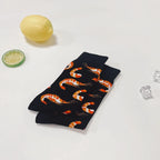 Cotton Blend Shrimp Pattern Mid Calf Socks