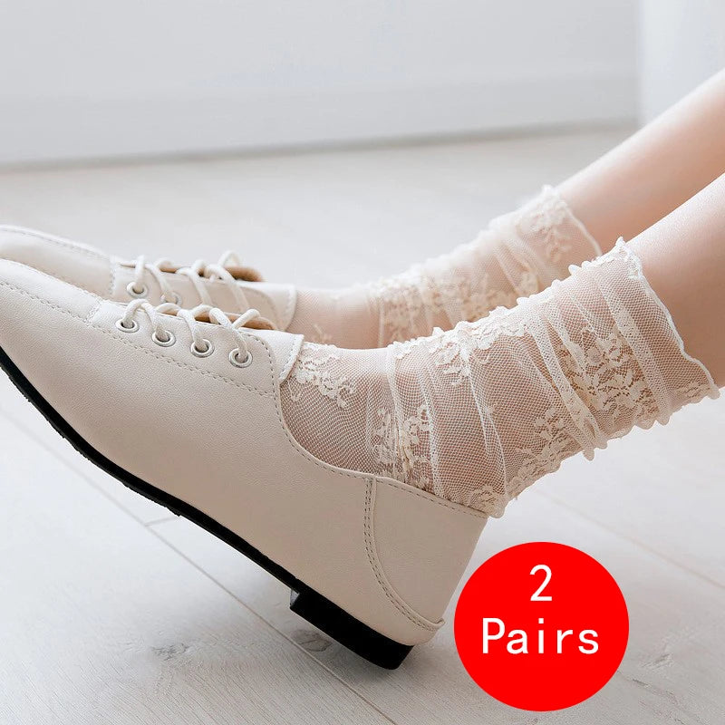 Polyester Floral Lace Breathable Ankle Socks