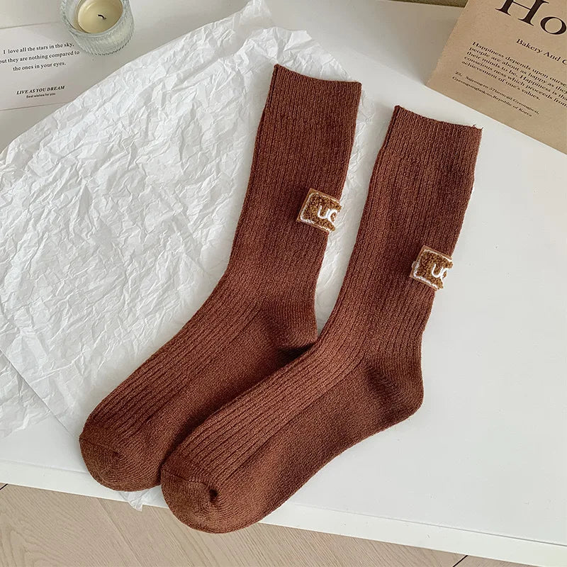 Thickened Polyester Mid Calf Knit Socks