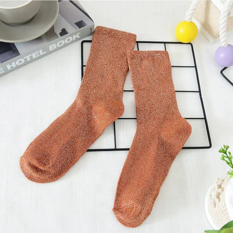 Metallic Knit Women Casual Socks