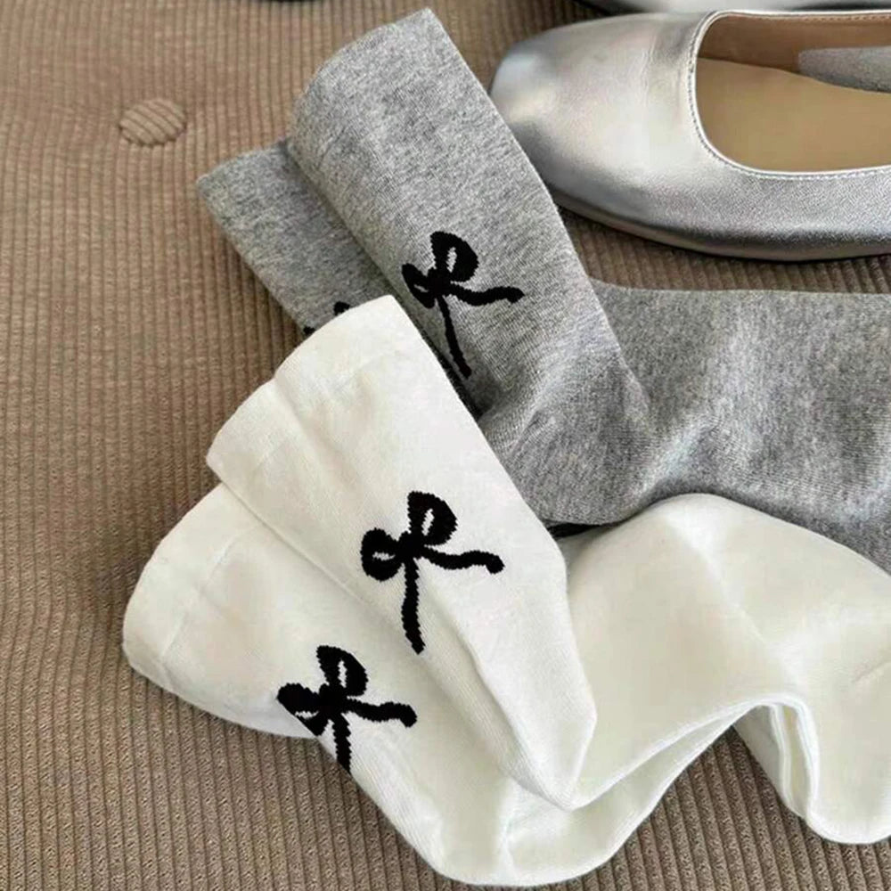 Polyester Elastane Bow Tie Casual Socks