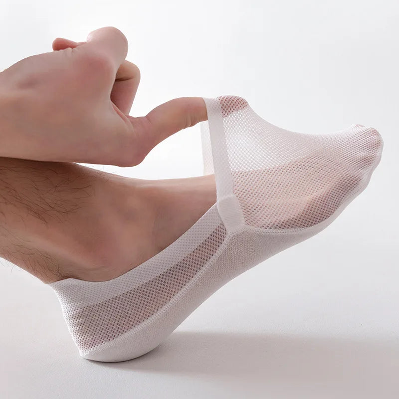 Men Cotton Blend Low Cut Invisible Socks - 4