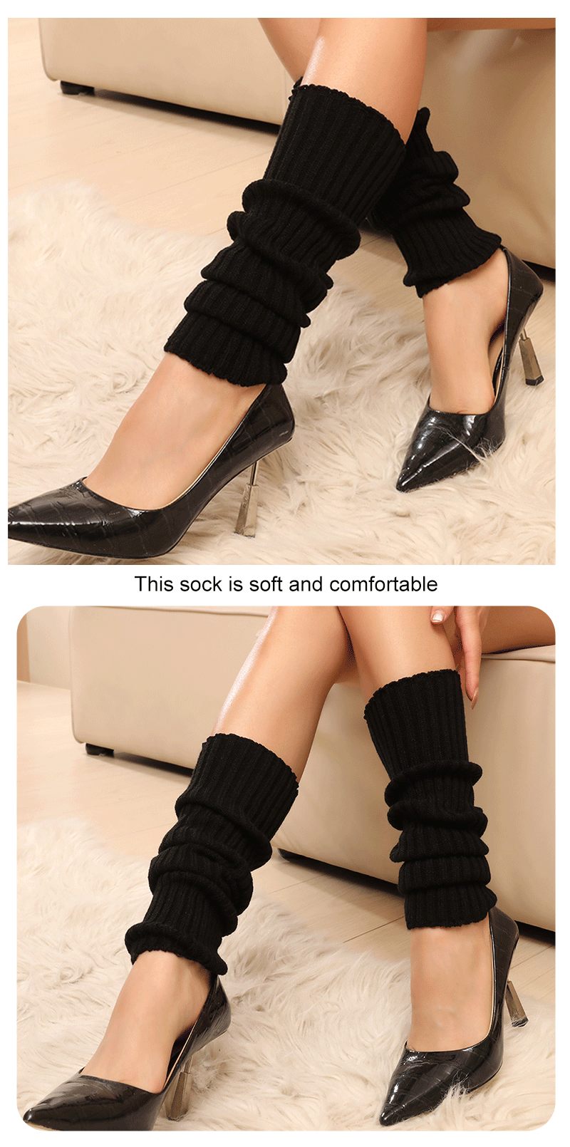 Polyester Elastane Knitted Leg Warmers 50cm