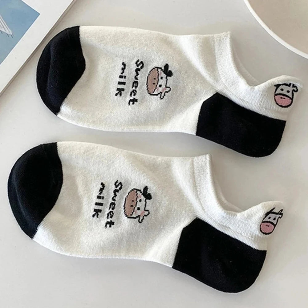 Polyester Elastane Cartoon Low Cut Casual Socks 5 Pair Set