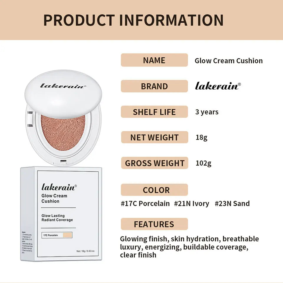 Liquid Foundation Air Cushion Compact for Hydrating Glow Finish