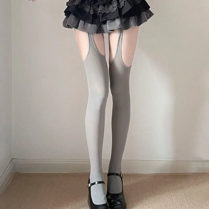Nylon Elastane Suspender Stockings Over The Knee Tights