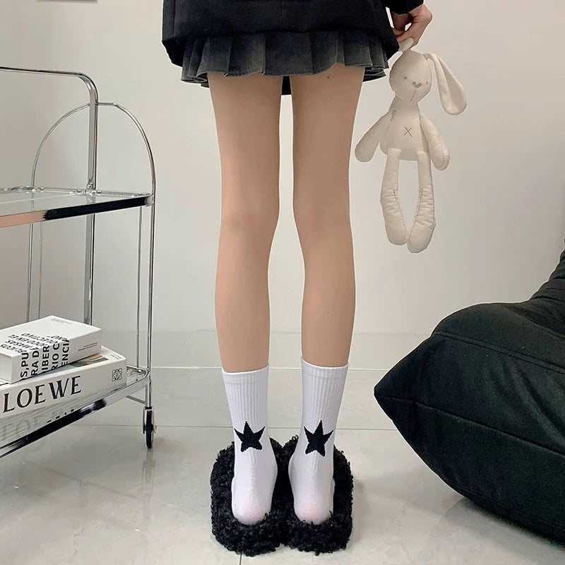 Cotton Star Pattern Mid Tube Socks