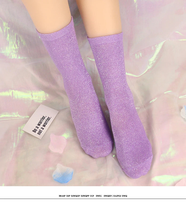Metallic Knit Women Casual Socks - 19