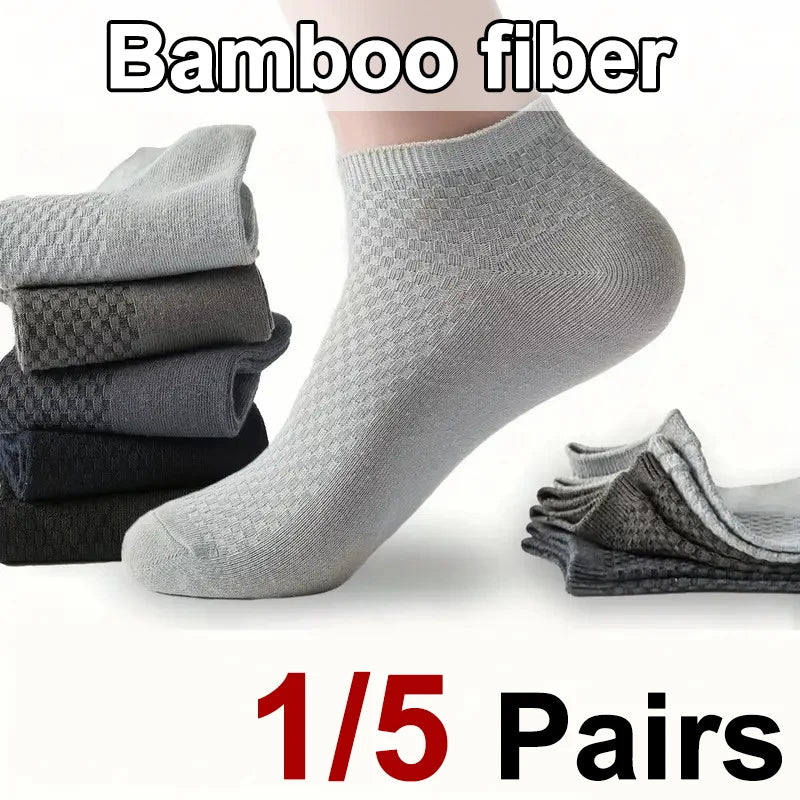 Bamboo Fiber Men Ankle Socks Breathable Casual Footwear - 1