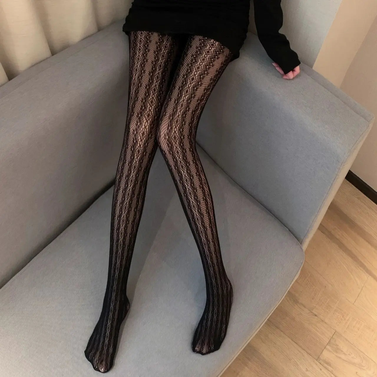 Geometric Pattern Nylon Lace Pantyhose Tights - 5