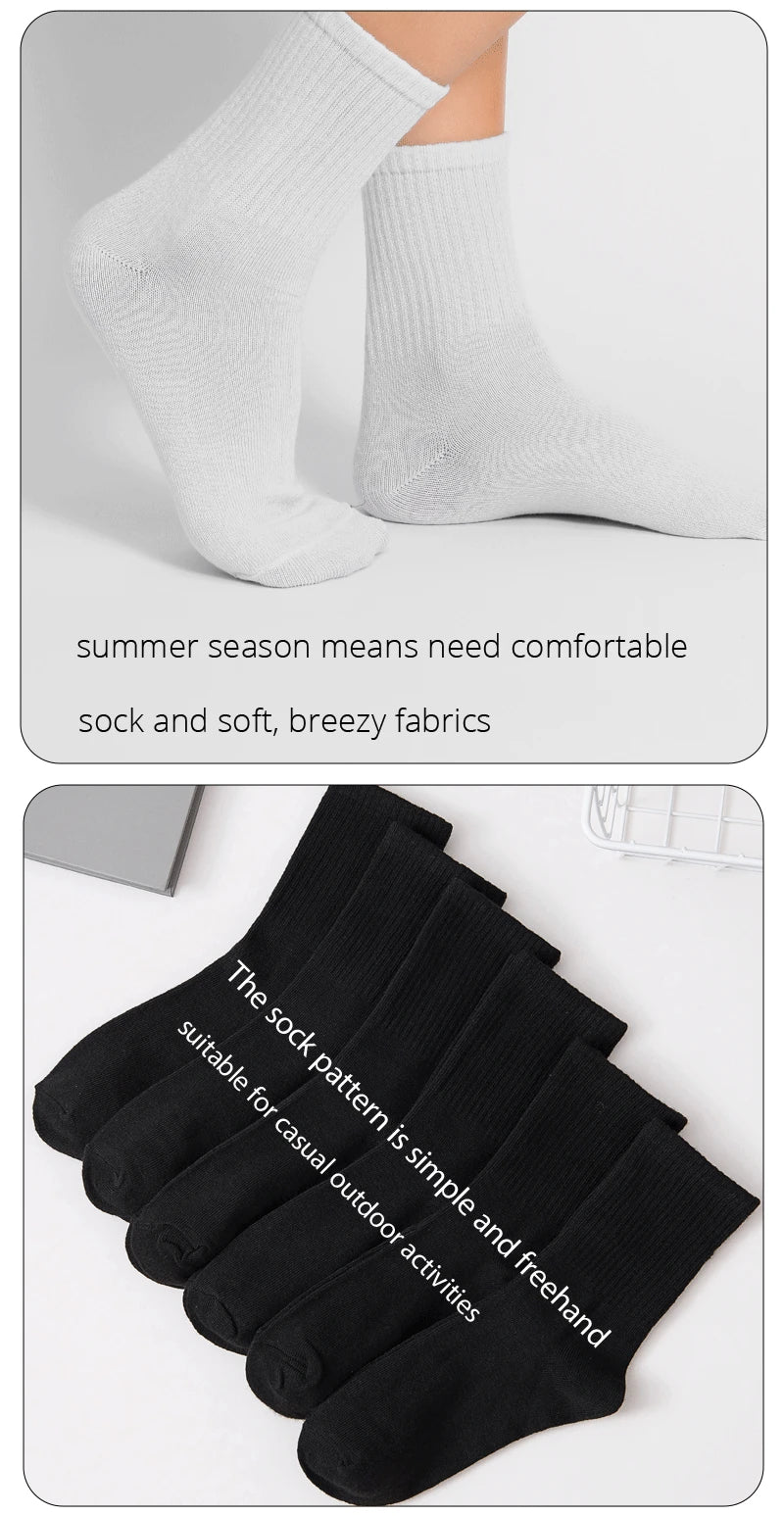 Polyester Elastane Casual Crew Socks 6 Pairs - 10