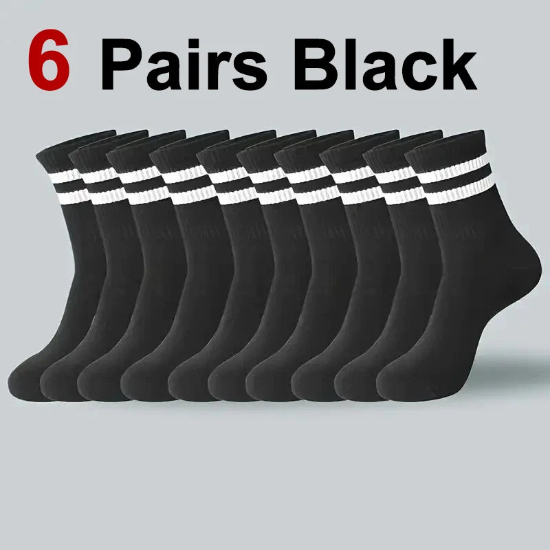 Striped Polyester Blend Mid Tube Casual Socks
