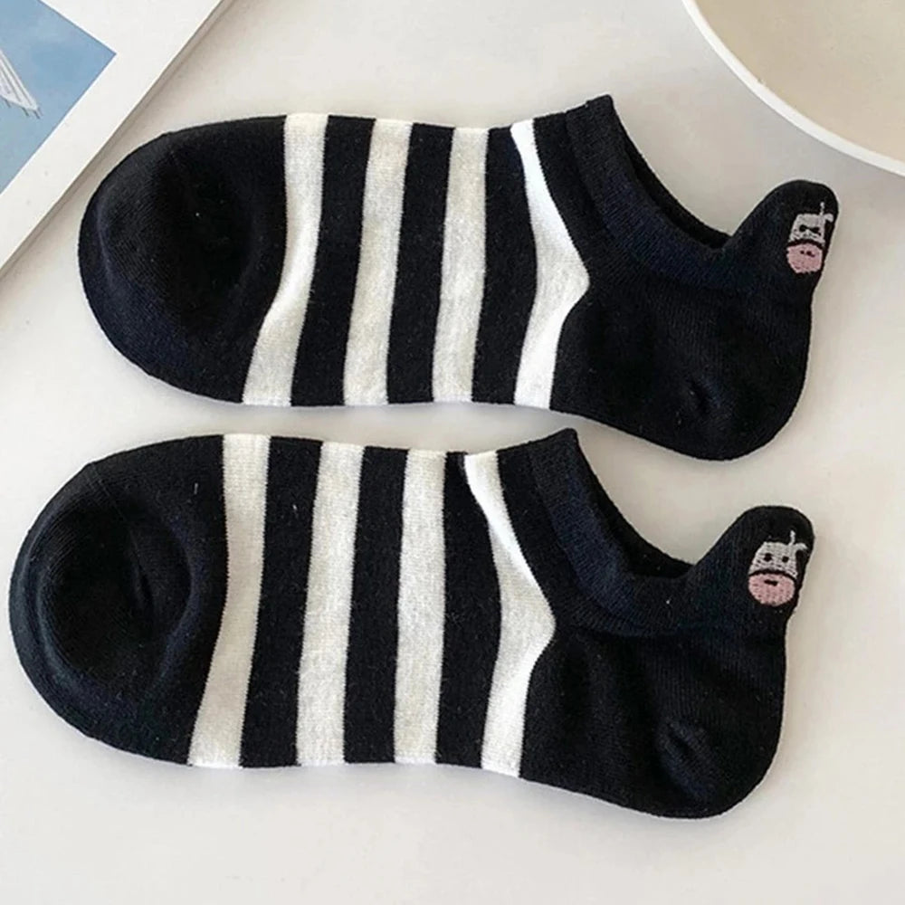 Polyester Elastane Cartoon Low Cut Casual Socks 5 Pair Set - 4