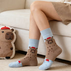 Cotton Blend Capybara Crew Socks