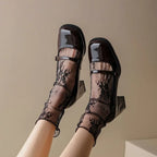 Womens Floral Lace Ankle Socks Breathable Nylon Casual Hosiery