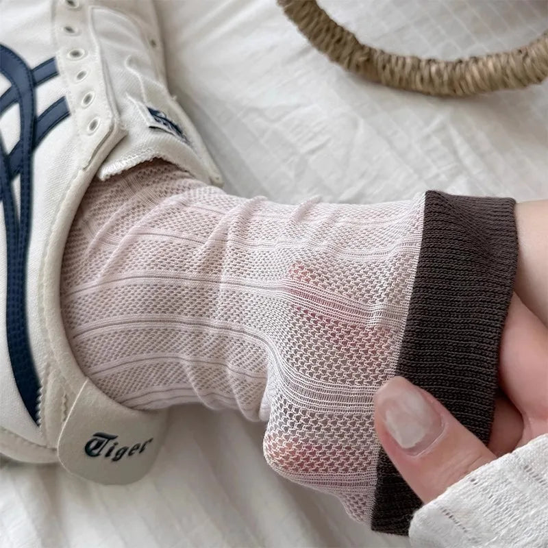 Polyester Mesh Breathable Mid Tube Socks - 6