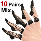 Polyester Elastane Lace Pattern Mid Tube Socks