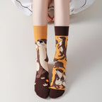 Cotton Blend Mid Calf Animal Pattern Socks