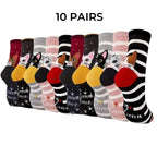 Polyester Elastane Crew Socks Cartoon Cat Pattern 5 Pairs