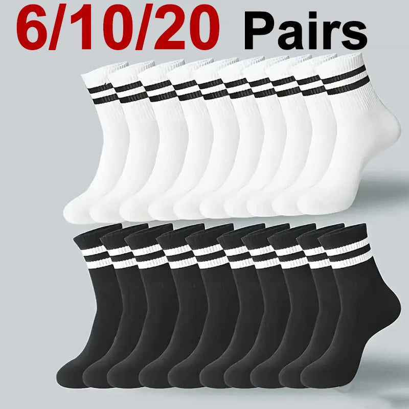 Striped Polyester Blend Mid Tube Casual Socks