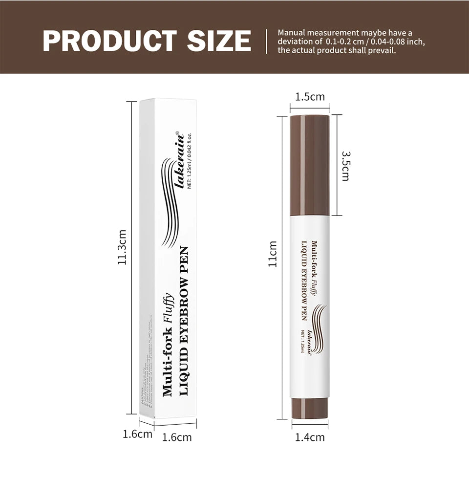 Liquid Eyebrow Pencil Multi Prong Brush Waterproof Makeup Pen