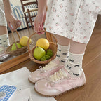 Polyester Elastane Bow Tie Casual Middle Tube Socks