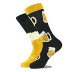 Cotton Blend Beer Pattern Crew Socks