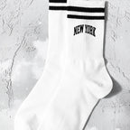 Polyester Elastane Women Crew Socks With Lettering