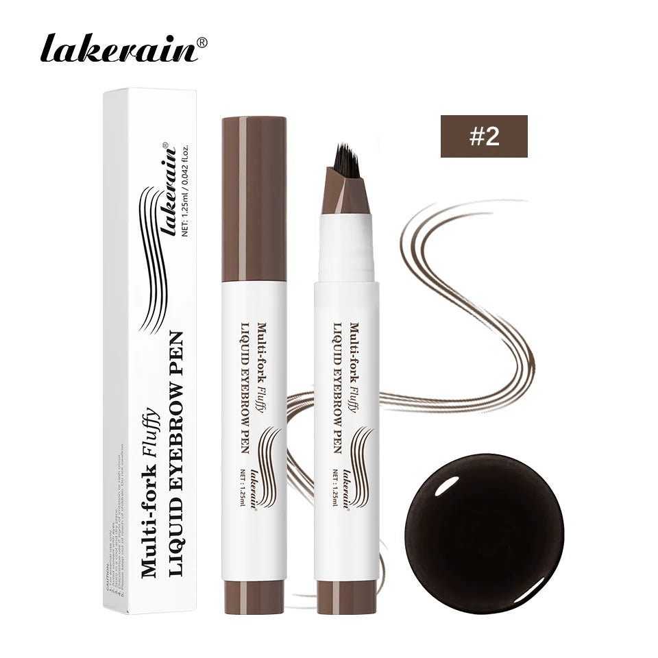 Liquid Eyebrow Pencil Multi Prong Brush Waterproof Makeup Pen