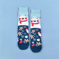 Cotton Blend Christmas Polar Bear Print Mid Calf Socks