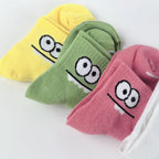 Polyester Elastane Cartoon Face Mid Calf Socks 5 Pairs