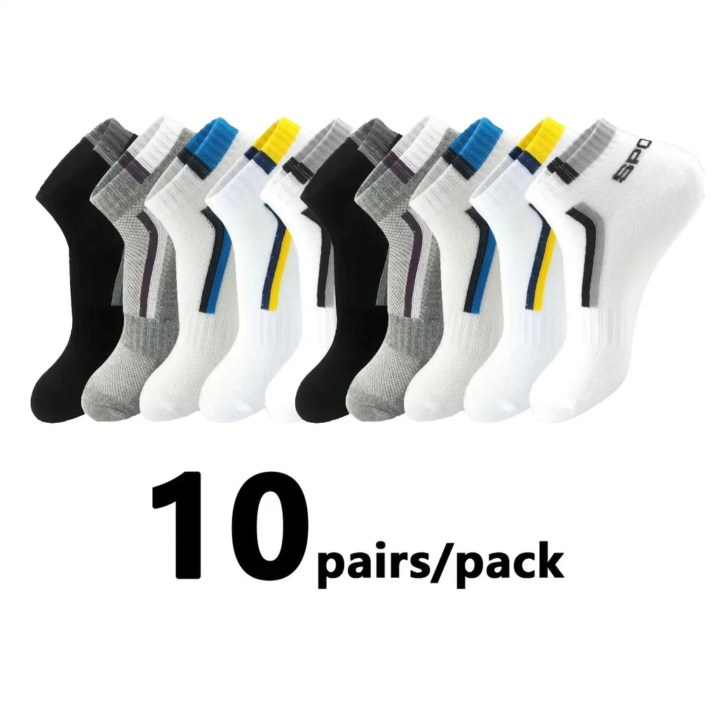 Polyester Spandex Mens Casual Ankle Socks 5 Pair Set