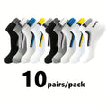 Polyester Spandex Mens Casual Ankle Socks 5 Pair Set