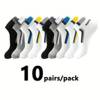 Polyester Spandex Mens Casual Ankle Socks 5 Pair Set