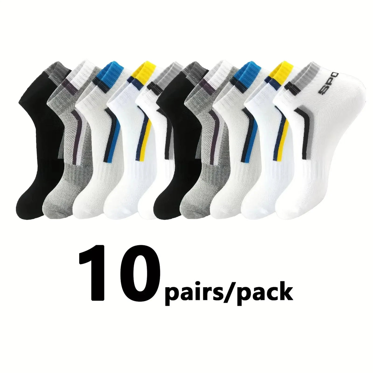 Polyester Spandex Mens Casual Ankle Socks 5 Pair Set