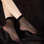 Polyester Elastane Polka Dot Sheer Dress Socks Five Pairs