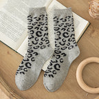 Leopard Print Wool Mid Calf Socks