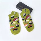 Cotton Blend Sushi Print Casual Ankle Socks