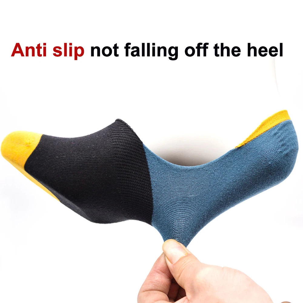 Mens Cotton Low Cut Anti Slip Invisible Socks