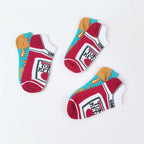 Cotton Blend Unisex Novelty French Fry And Ketchup Pattern Ankle Socks