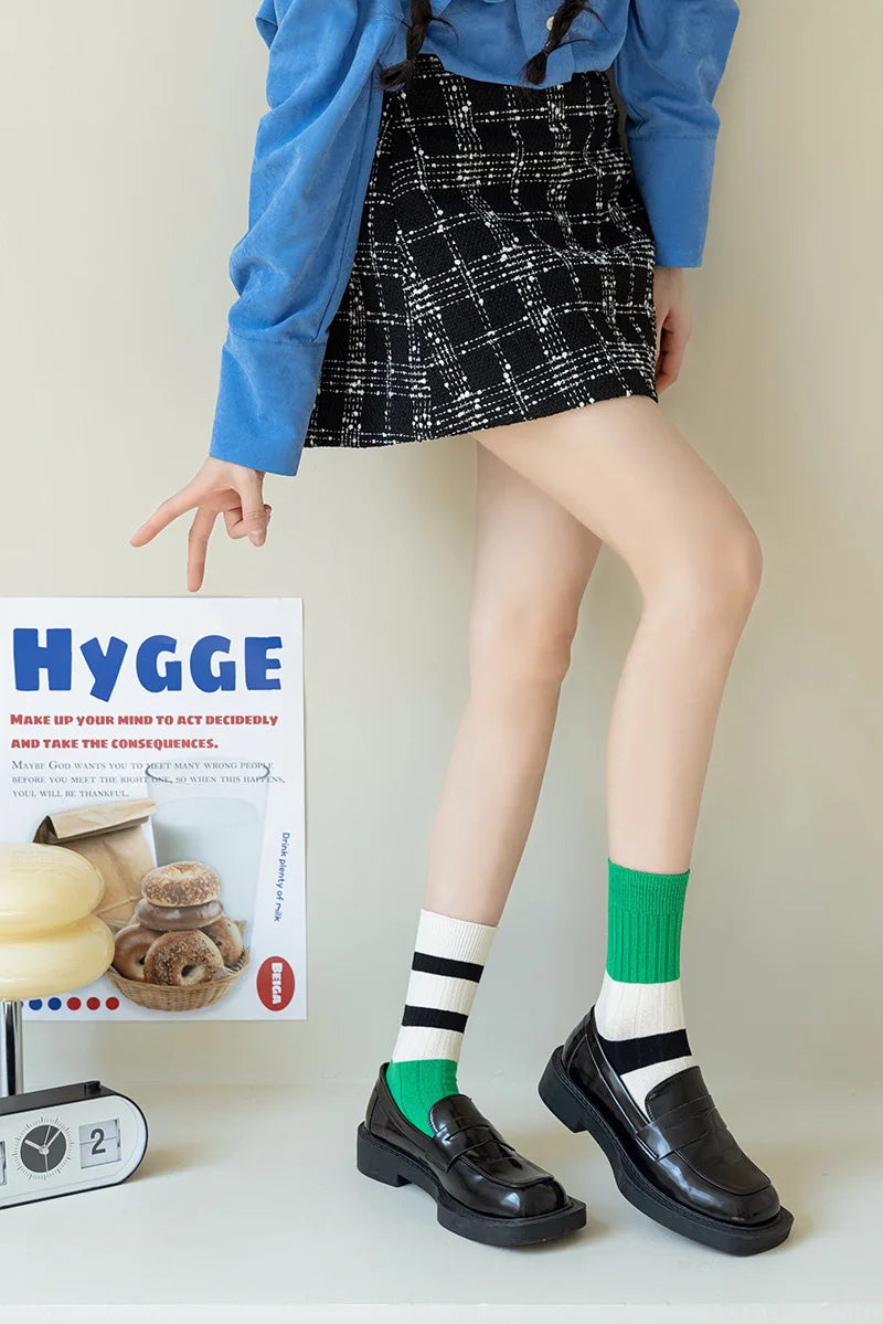 Striped Cotton Middle Tube Casual Socks - 5