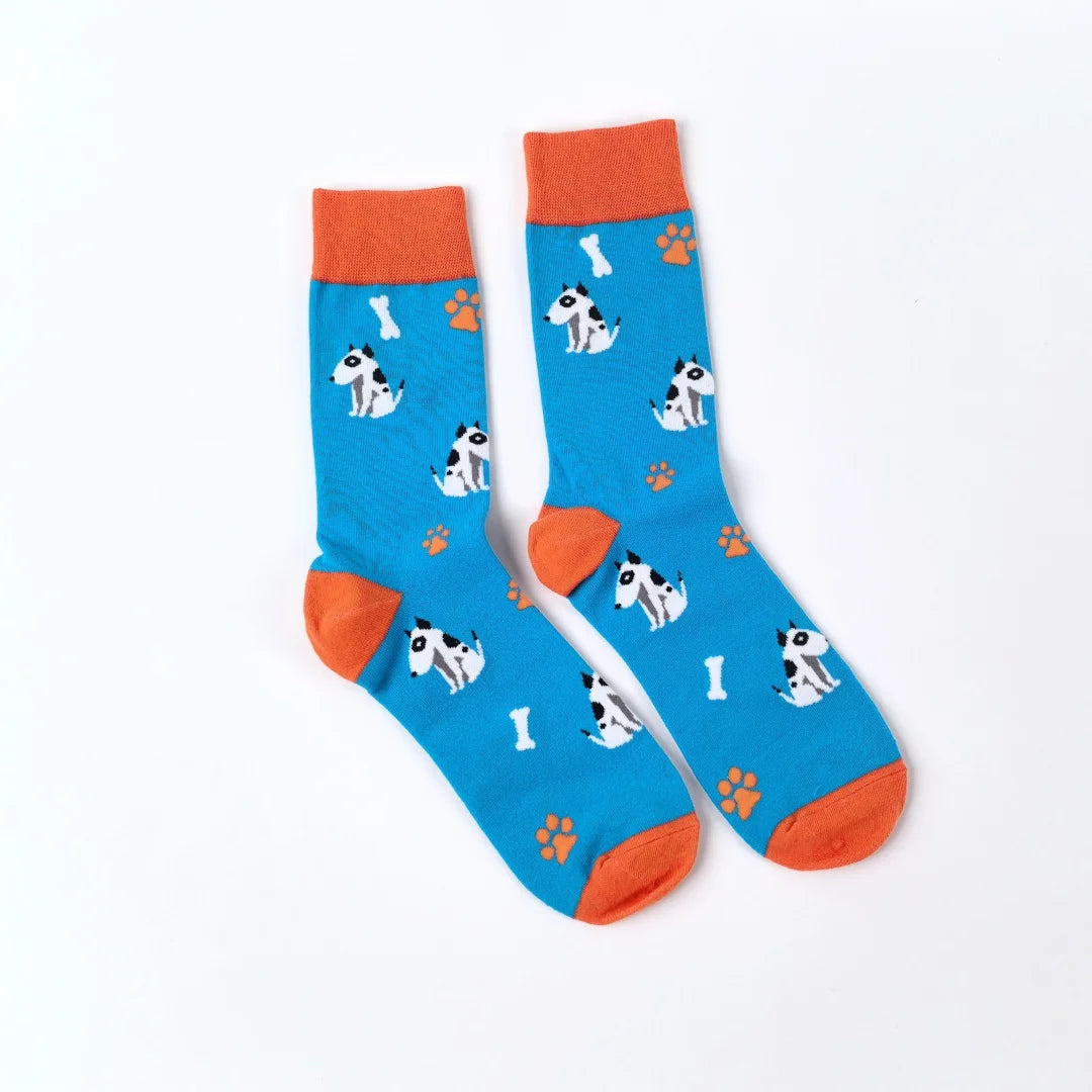 Cotton Blend Animal Print Crew Socks Unisex
