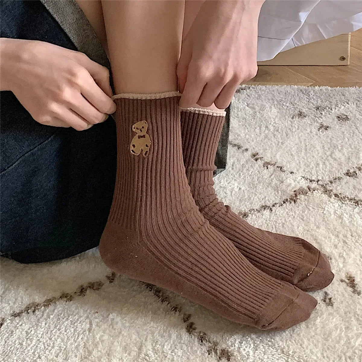Polyester Cotton Casual Bear Socks
