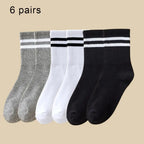 6 Pairs Polyester Spandex Crew Socks