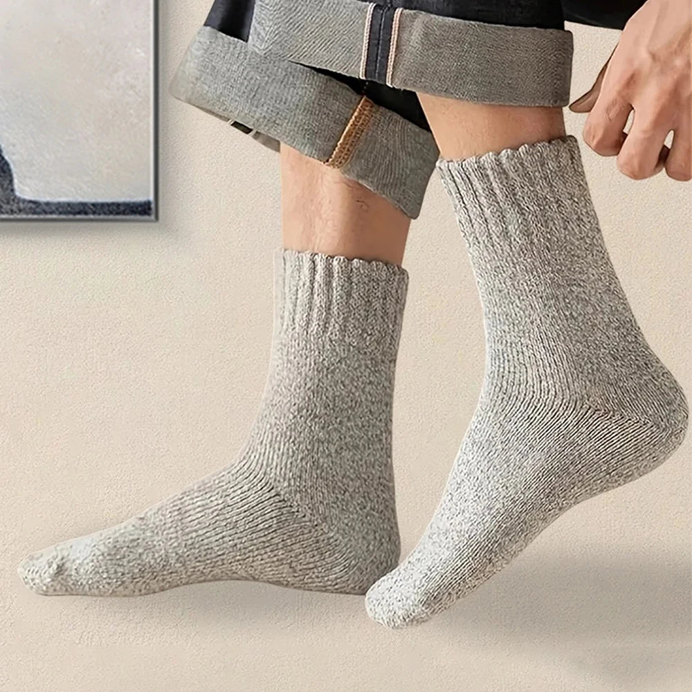 Thick Polyester Elastane Blend Mens Winter Crew Socks