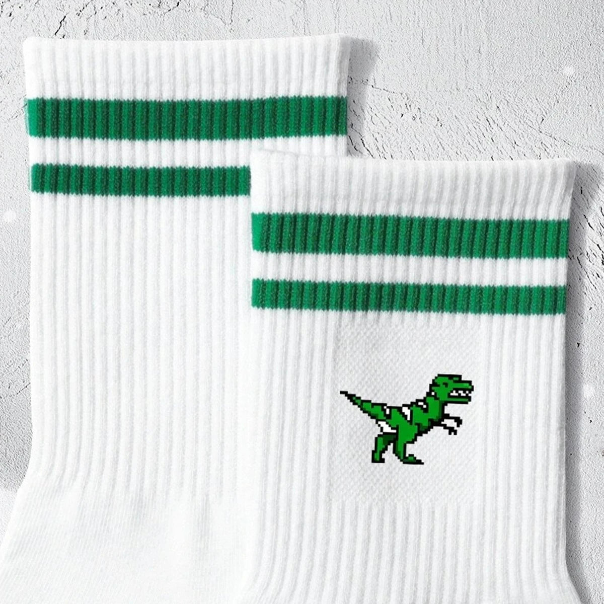Polyester Elastane Dinosaur Pattern Crew Socks - 3